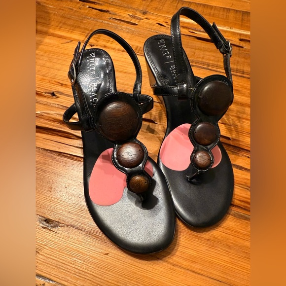 White House Black Market Sandals with Wood Bead Accents - Picture 4 of 4